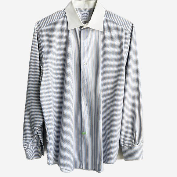 Brooks Brothers Other - Brooks Brothers Men's Dress Shirt, Pinstripe blue and brown, Size 16-35